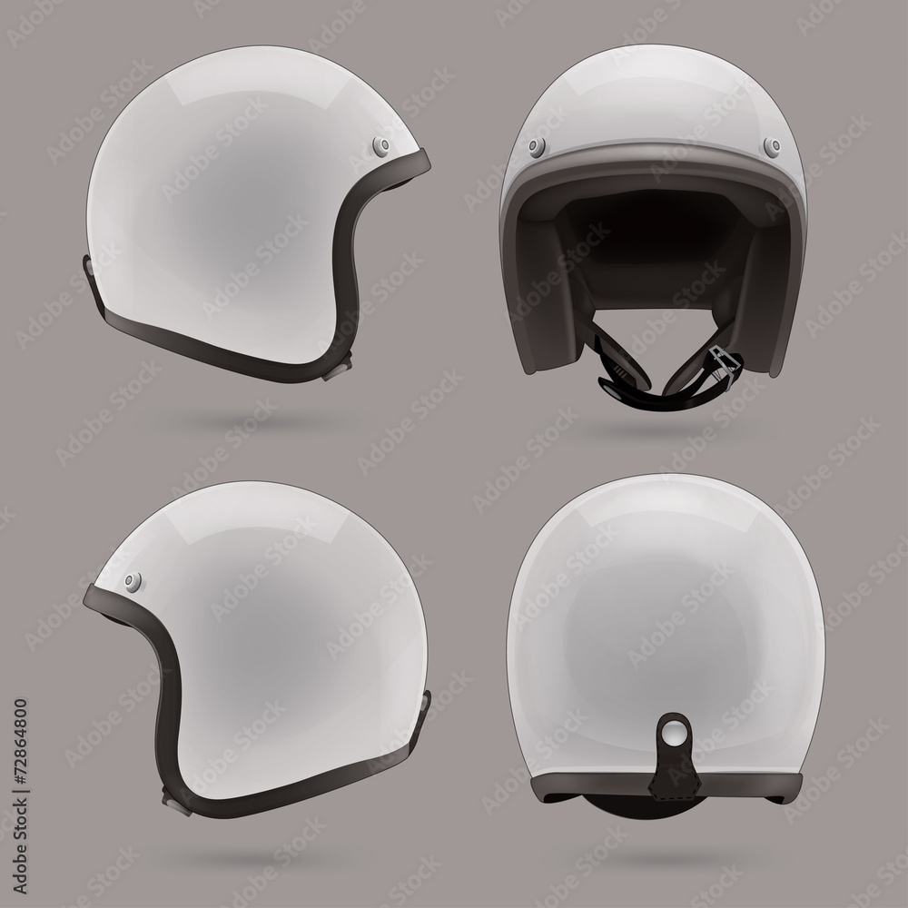 Magnetisk skal Ryg, ryg, ryg del White motorbike classic helmet. Front, back and side view Stock Vector |  Adobe Stock