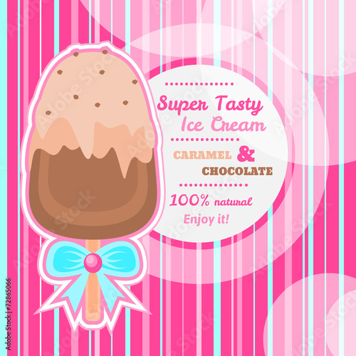Tasty Chocolate and Caramel Ice Cream background with text space