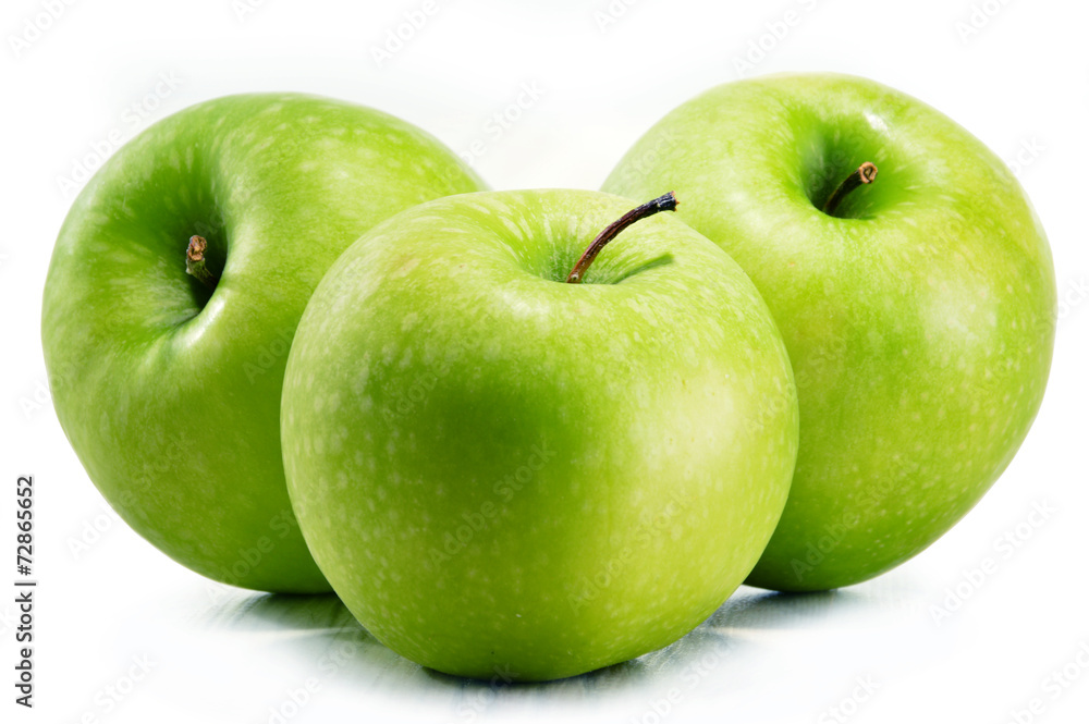 Three green apples isolated on white Three green apples isolated on white