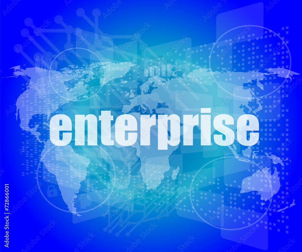 business concept: enterprise words on digital screen, 3d