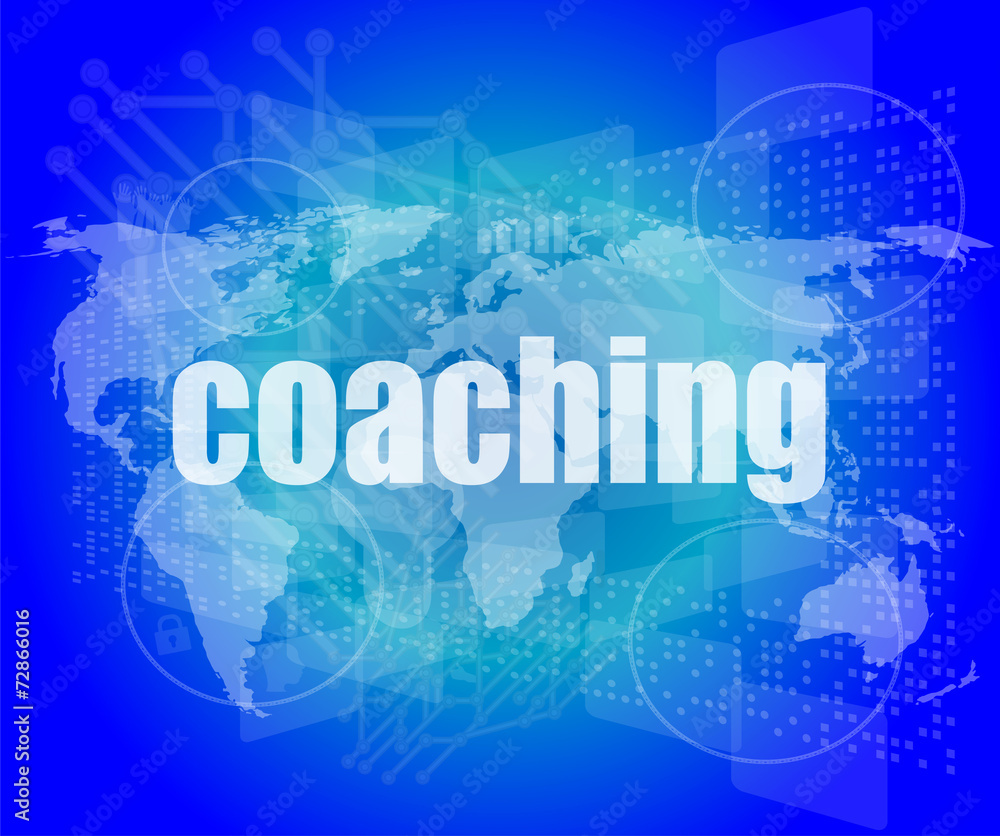 coaching word on touch screen, modern virtual