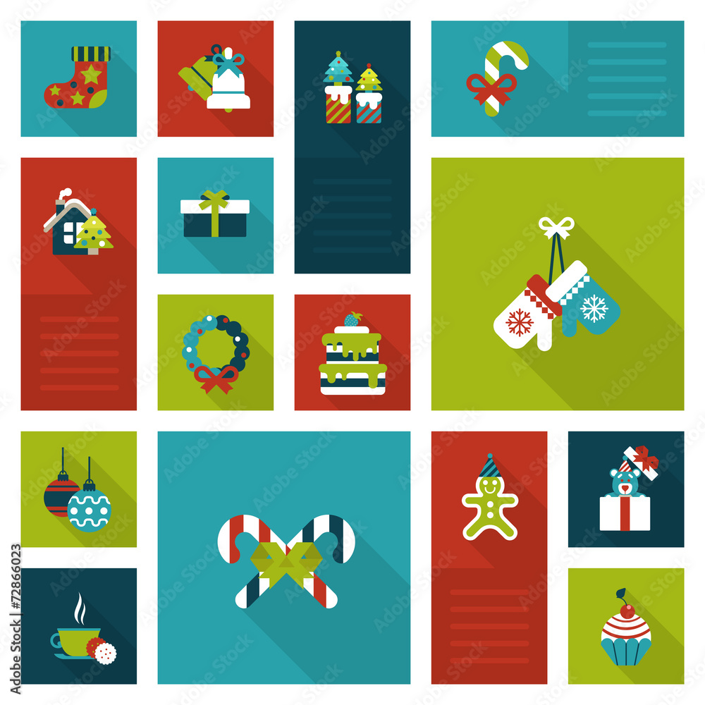 Christmas New Year icon set flat style Christmas New Year icon set flat style