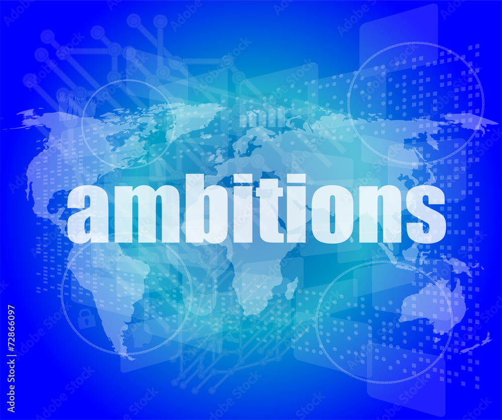 Security concept: word ambitions on digital screen Security concept: word ambitions on digital screen