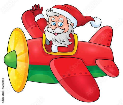 Santa Claus in plane theme image 1