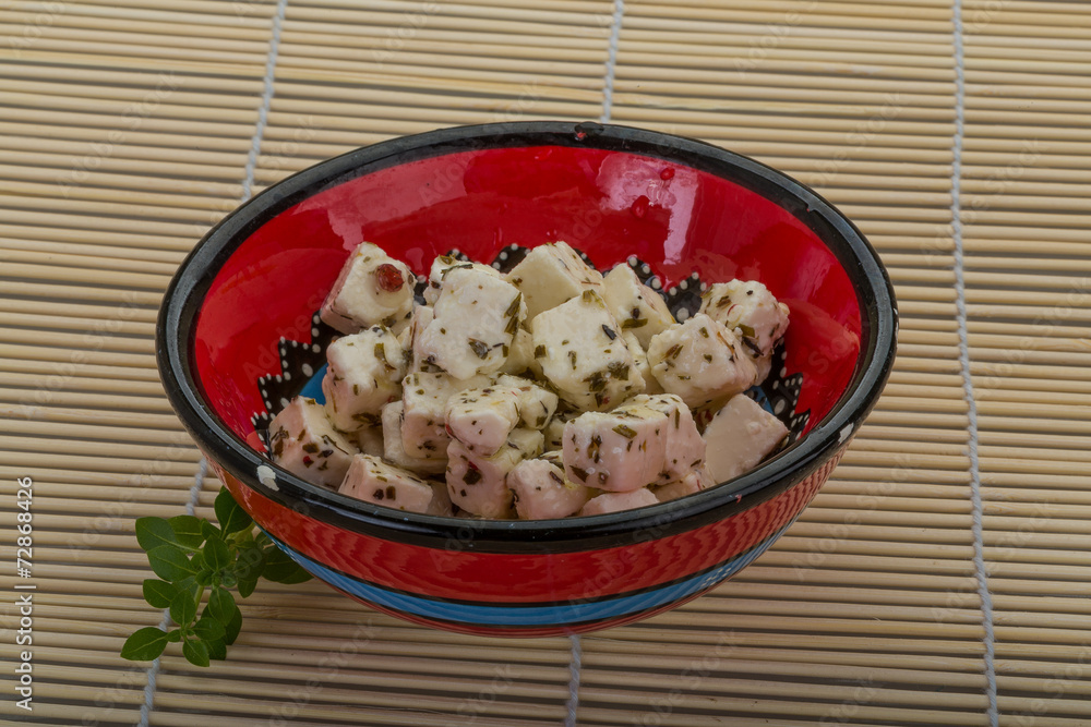 Cheese with spices and oil Cheese with spices and oil