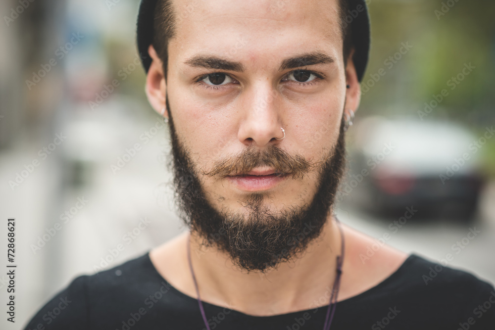 young handsome bearded hipster man