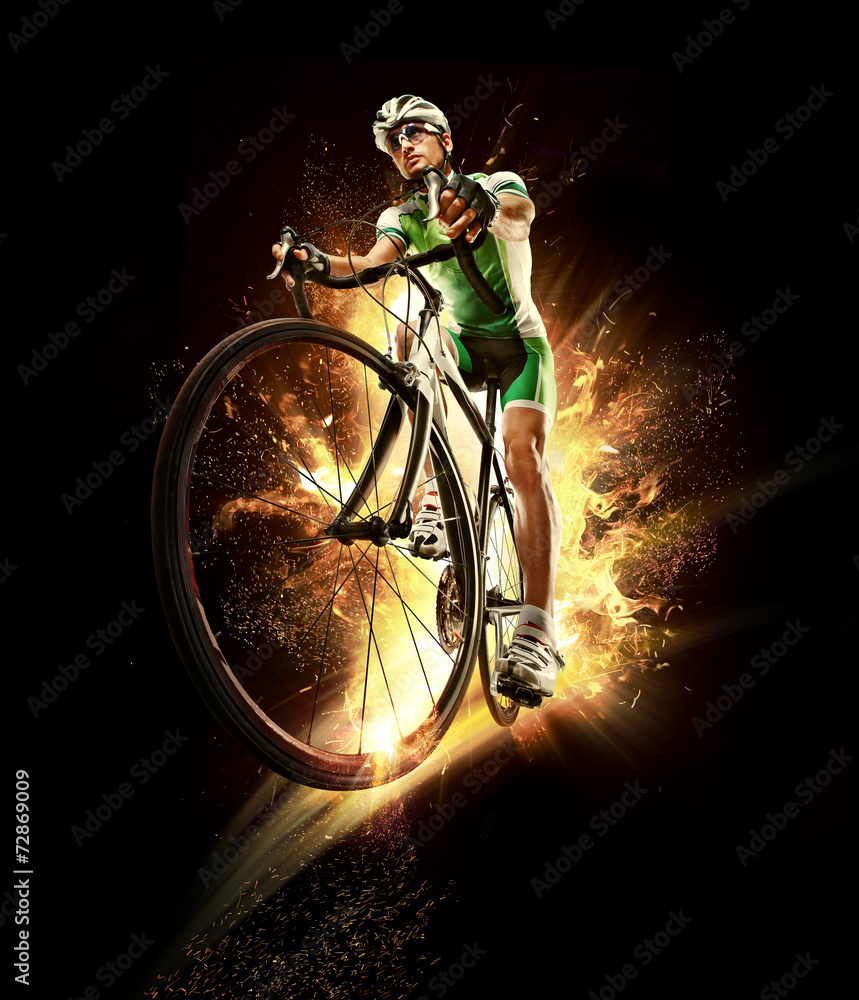 Fototapeta premium Sport. Cyclist isolated
