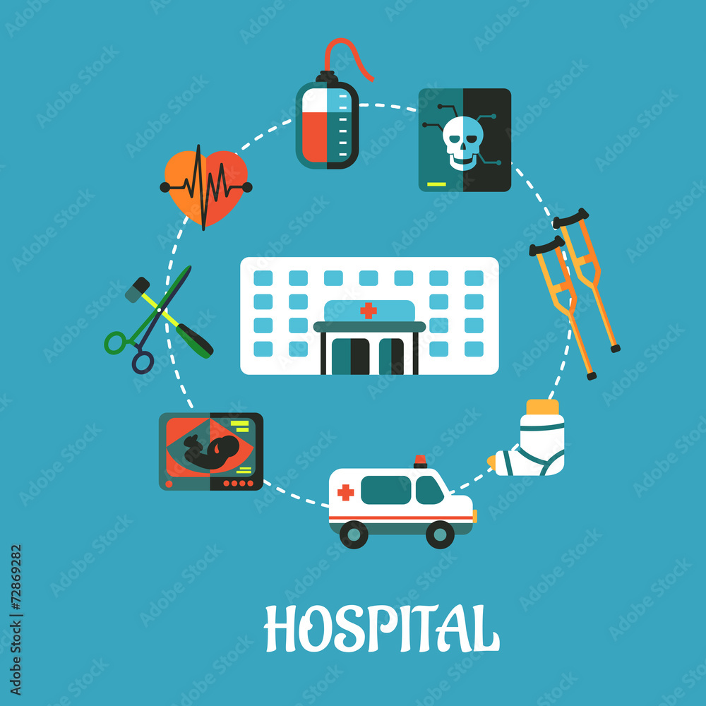 Hospital flat inforgraphic design