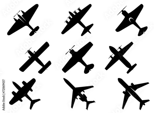 Black aircraft silhouette icons