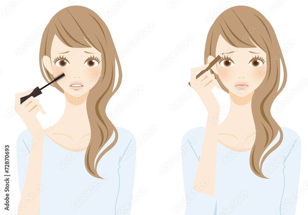 メイクをする女性　不満