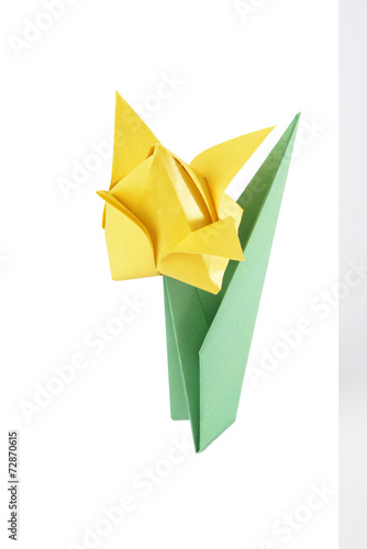 Origami tulip isolated over white backgrîund