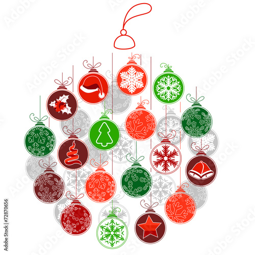 Stylized Christmas ball made of small ones. ,