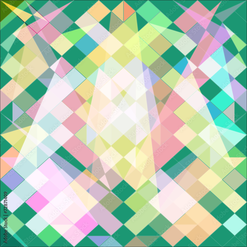Abstract background with green polygons pink. Raster.