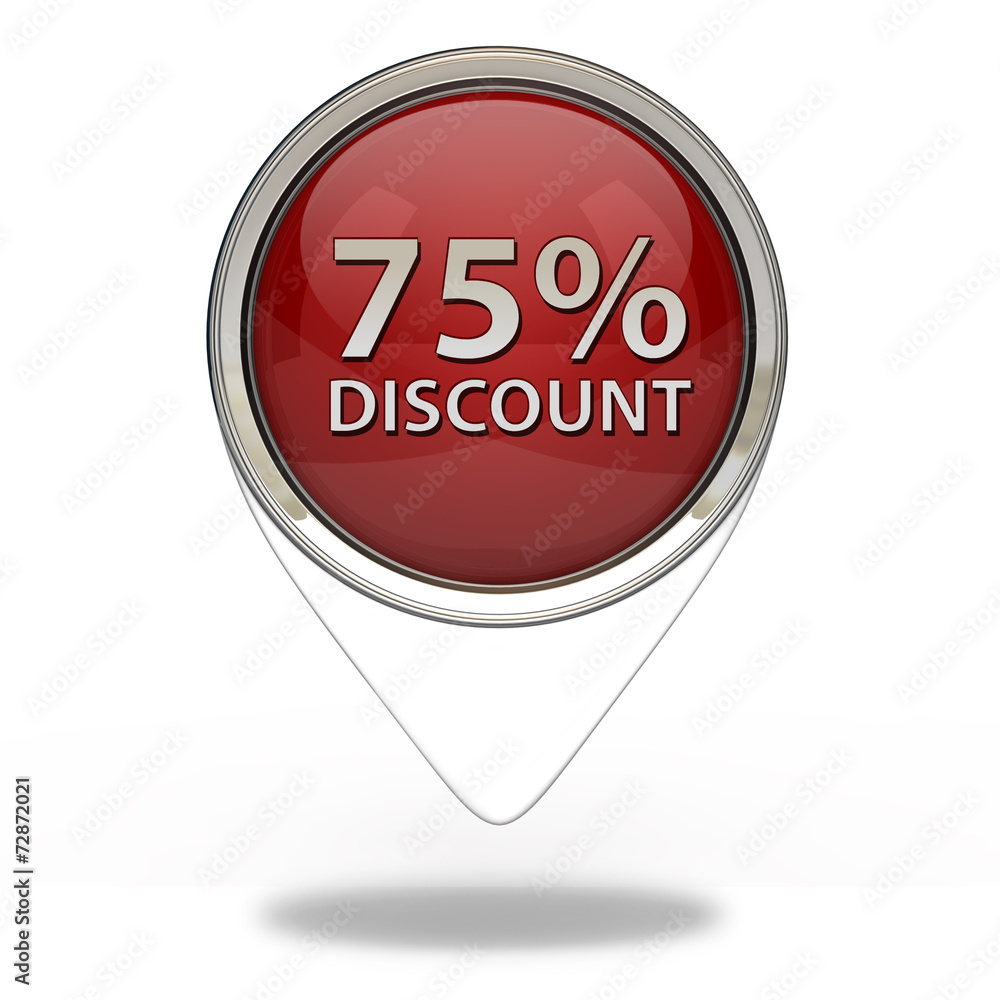 Discount 75 pointer icon on white background Discount 75 pointer icon on white background