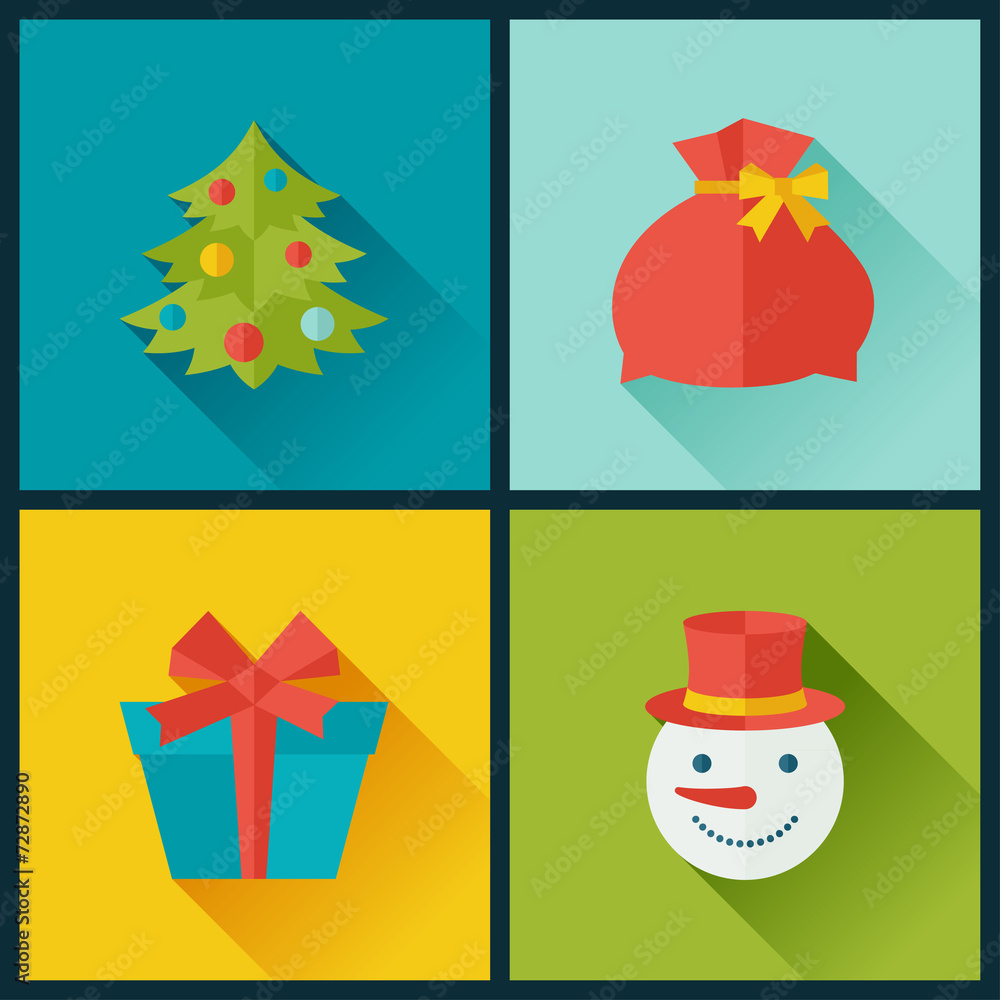 Set of Merry Christmas and Happy New Year icons. Set of Merry Christmas and Happy New Year icons.