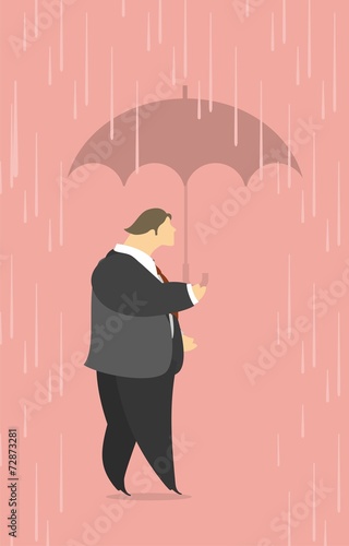 Stylized man under an umbrella in the rain