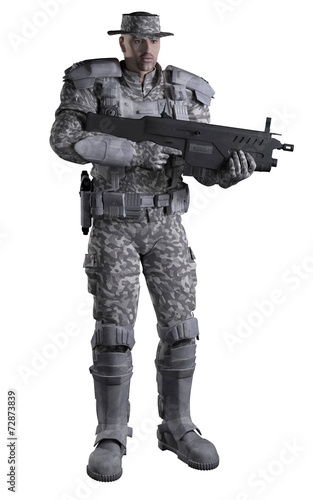 Futuristic Marine Ranger in Urban Camouflage, Standing