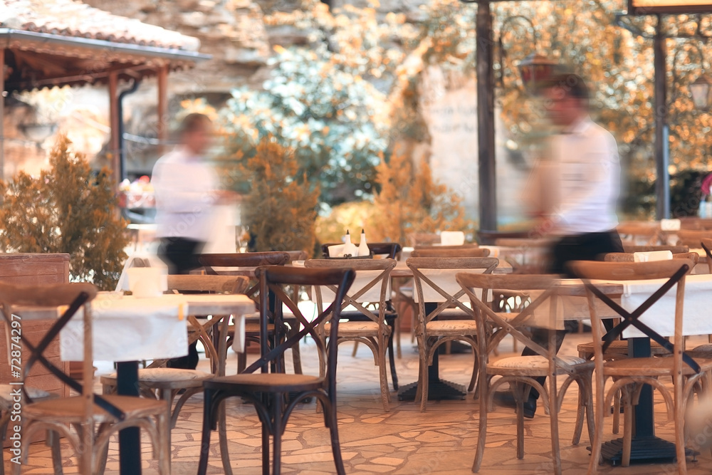 summer restaurant blurred background