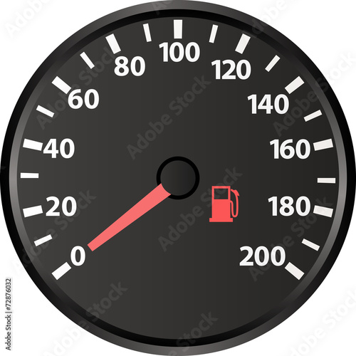 speedometer with the low fuel indicator