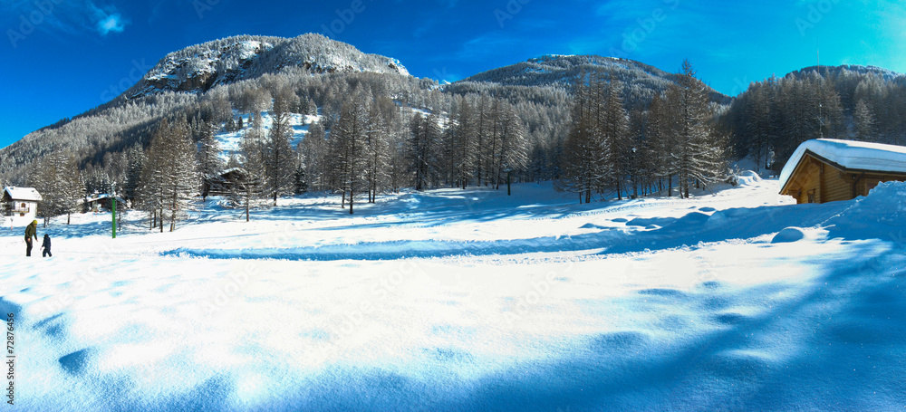 Naklejka premium Winter landscape in Pragelato