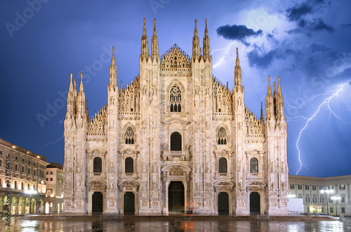 Milan cathedral dome at storm - Italy