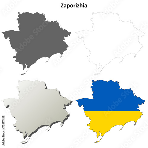Zaporizhia blank outline map set