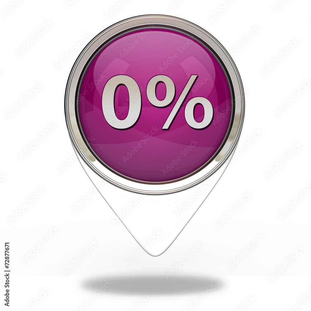 Zero percent pointer icon on white background Zero percent pointer icon on white background