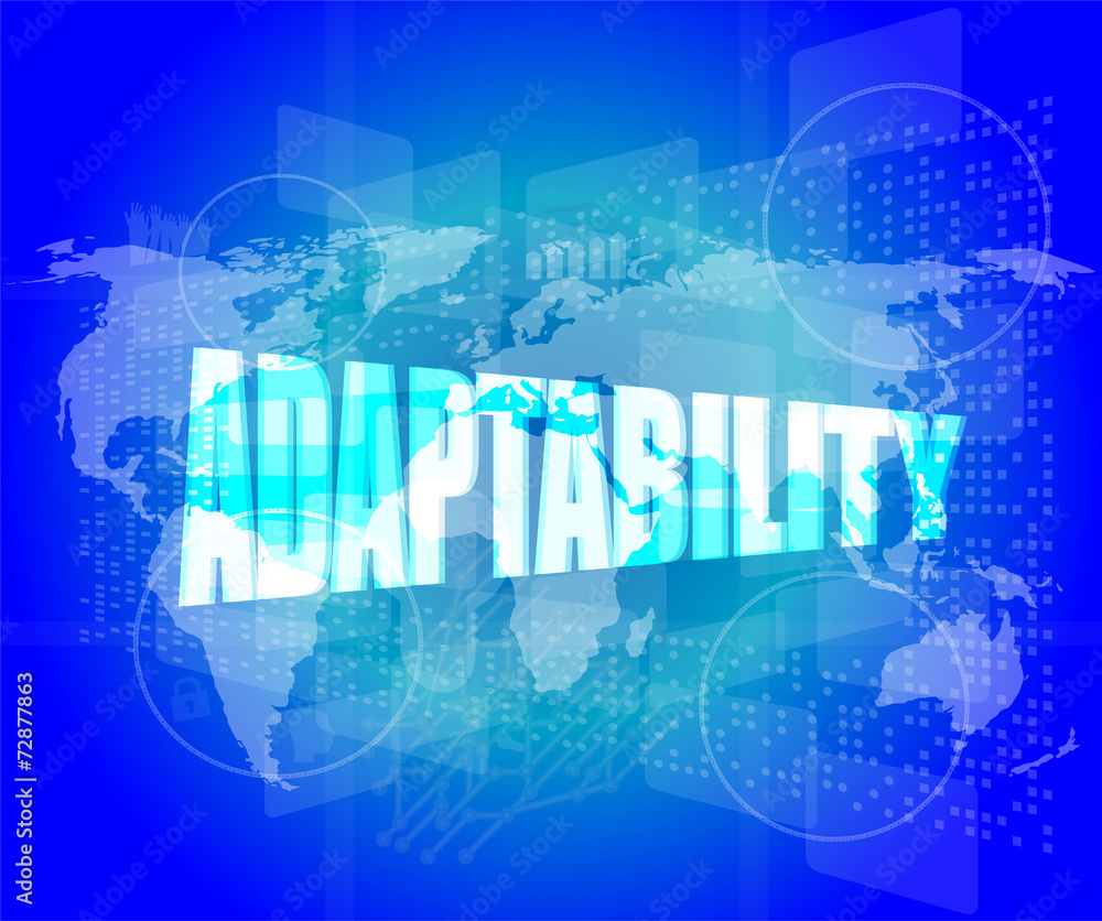 adaptability word on digital screen. financial background adaptability word on digital screen. financial background