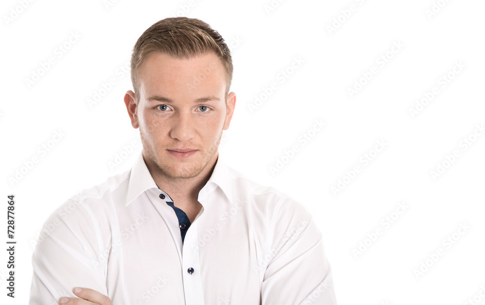 Portrait: isolated young blond nordic man over white. Portrait: isolated young blond nordic man over white.