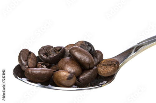 Coffe beans on a spoon photo