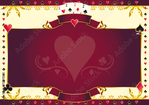 Poker game heart horizontal background