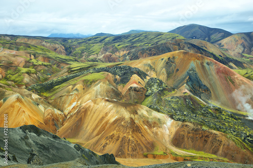 Multicolored mountains at Landmannalaugar, photo