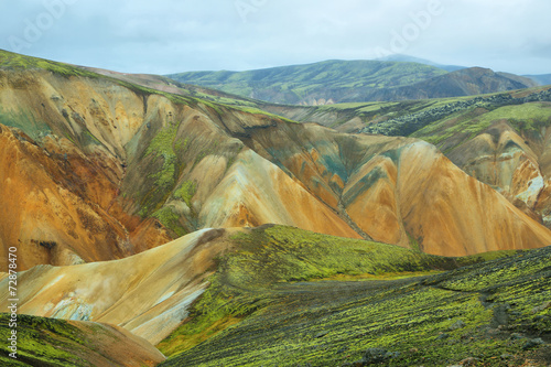 Multicolored mountains at Landmannalaugar, photo