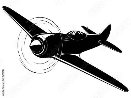 Vector silhouette of the old fighter plane
