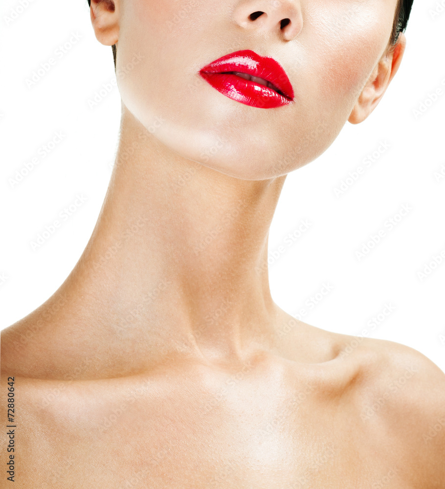 Beautiful female lips with red lipstick Beautiful female lips with red lipstick