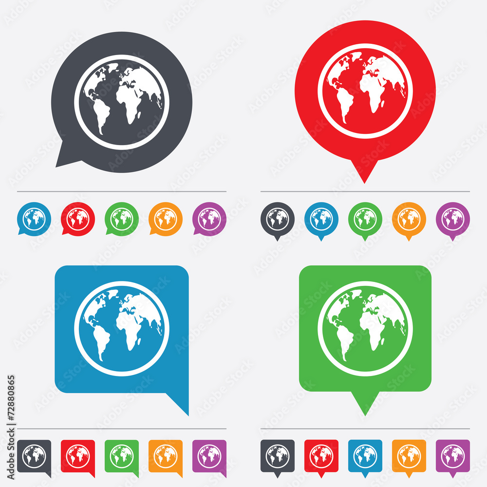 Globe sign icon. World map geography symbol. Globe sign icon. World map geography symbol.