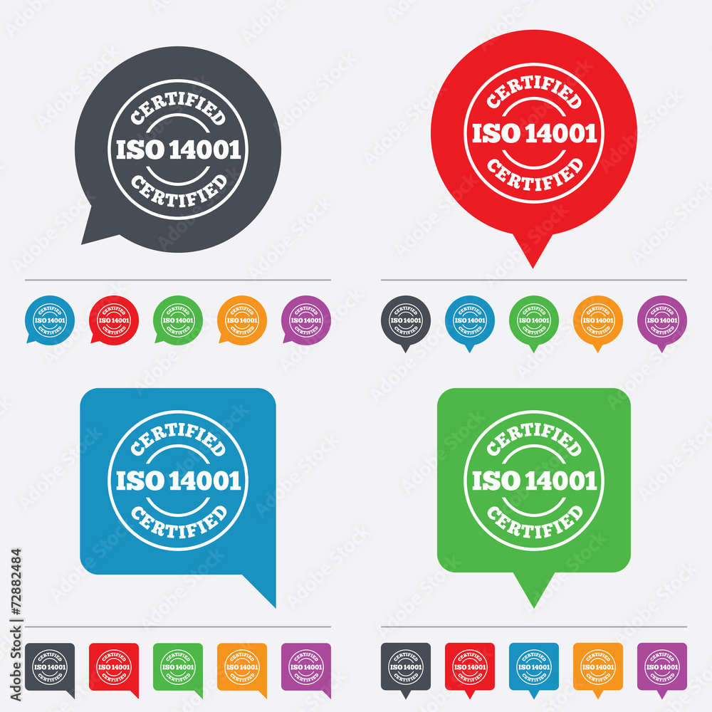 Obraz premium ISO 14001 certified sign. Certification stamp.