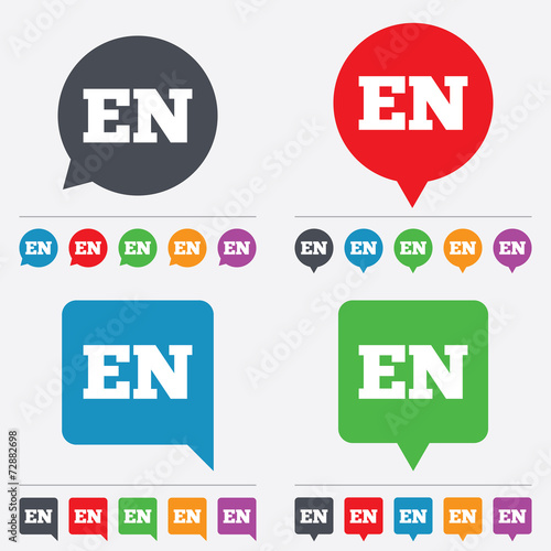 English language sign icon. EN translation.
