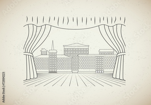 old drawing theatrical scene