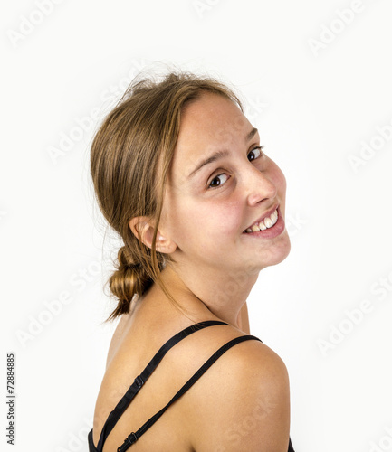  smiling young beautiful girl with brown hair