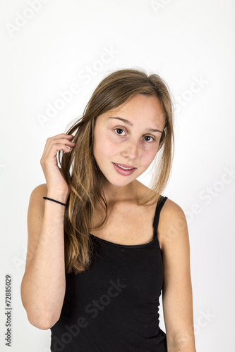 smiling young beautiful girl with brown hair