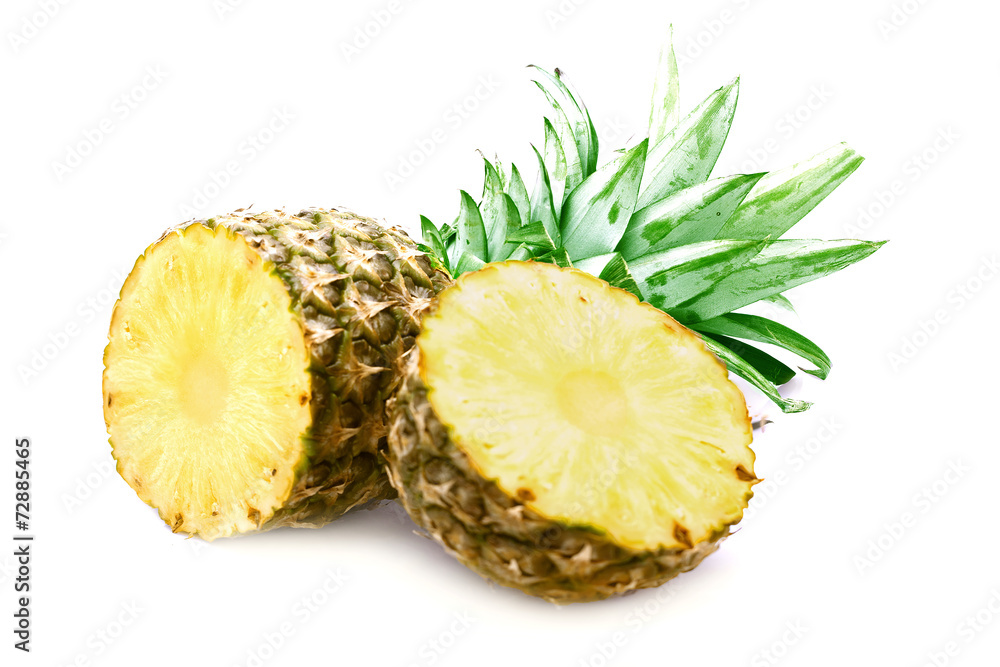 Ripe pineapple isolated on white.