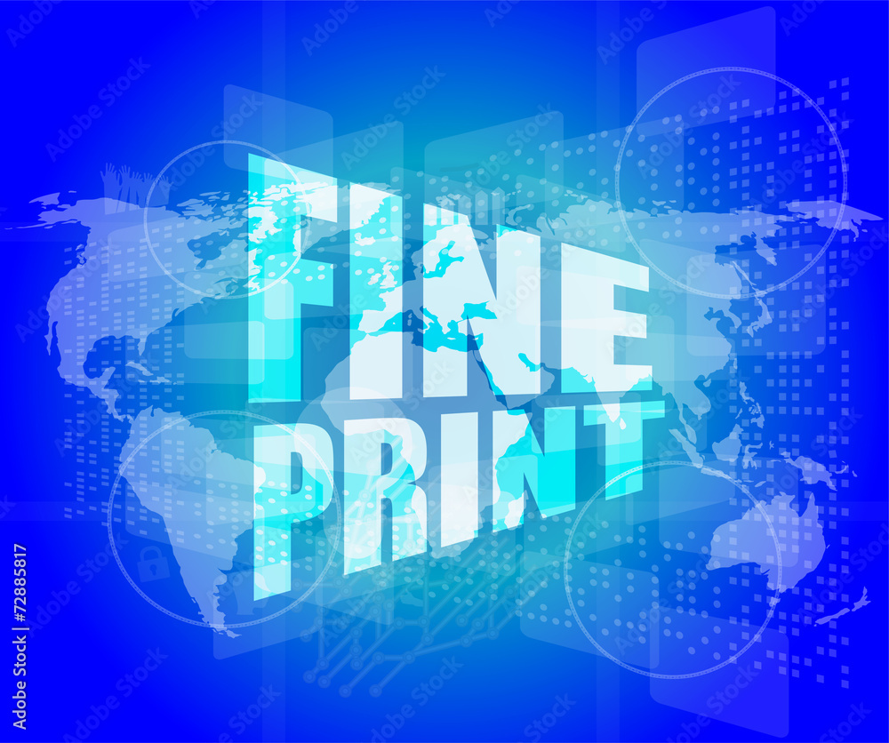 fine print words on digital touch screen interface fine print words on digital touch screen interface