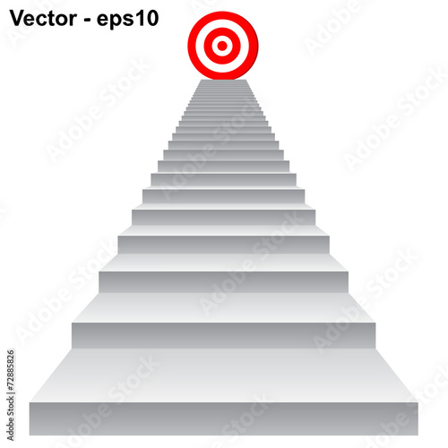 Vector conceptual red target on stair for success