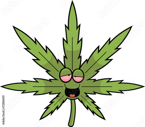 Cartoon Marijuana Leaf Happy