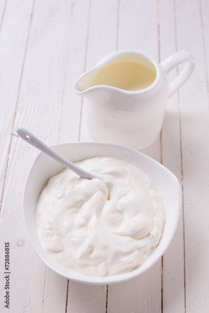 Dairy products - sour cream, milk. Dairy products - sour cream, milk.