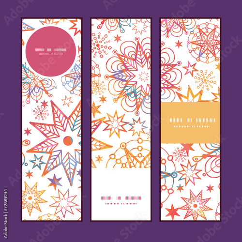Vector textured christmas stars vertical banners set pattern