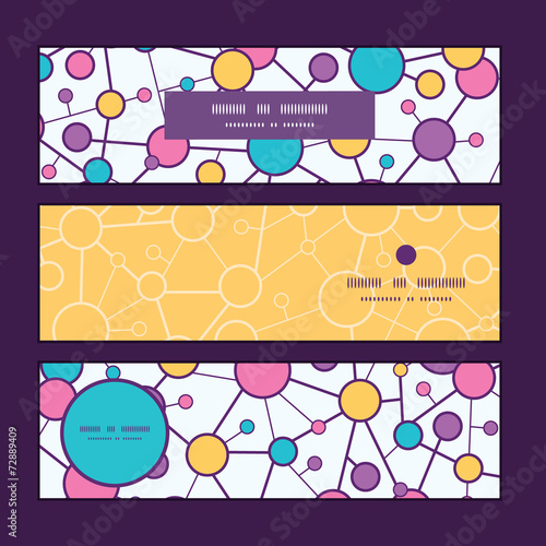 Vector molecular structure horizontal banners set pattern