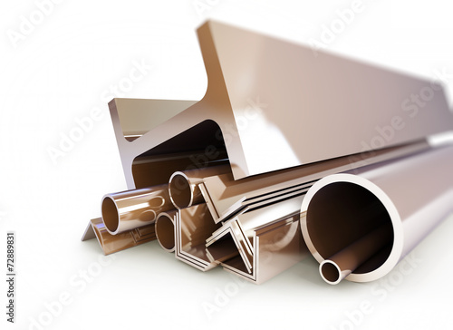 metal pipes, angles, channels, squares on a white background photo