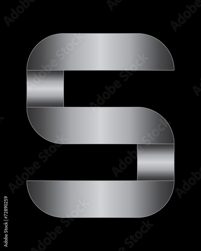 rectangular bent metal font, letter S